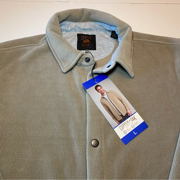 Men's Beige Fleece Jacket by Copper & Oak looks like a Corduroy Jacket. Size L - Picture 9 of 16